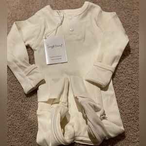 Snuggle Hunny  Cream Baby Onesie Growsuit